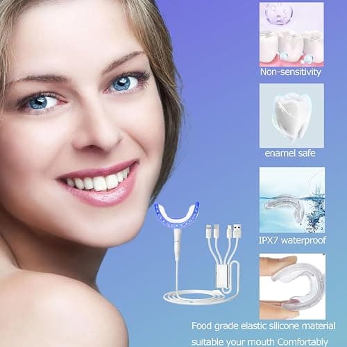 TAWEE Teeth Whitening Kit Safe for Sensitive Teeth & Enamel Wired Tooth whitening Accelerator Light with 16 Blue LED Birthday Gifts for Women Men Gum Health thumbnail 3