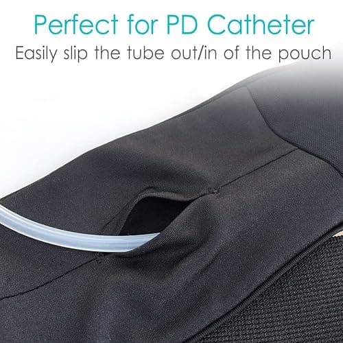 Breathable Peritoneal Dialysis Belt with Mesh Pouch PD Catheter Transfer Set Holder Accessories with Slits for G-Tube Feeding Tube Peg Tubing Stomach Women Men Adults Black thumbnail 4