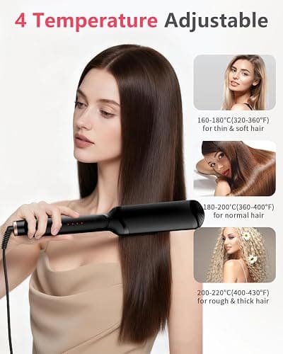 Hair Crimper Waver,Professional Women Hair Straightener Irons 4-in-1 Set Create Zig Zag Waves,Crimps Smooth Styles,Negative Ions Tourmaline Ceramic Plates Healthy Shiny Less Frizz,Styling Tools thumbnail 6