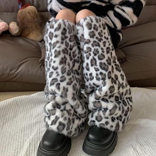 OANTGM Fuzzy Leg Warmers Aesthetic Elk Therian Stuff Christmas Accessories Fur Leg Warmers Y2k Kawaii thumbnail 4