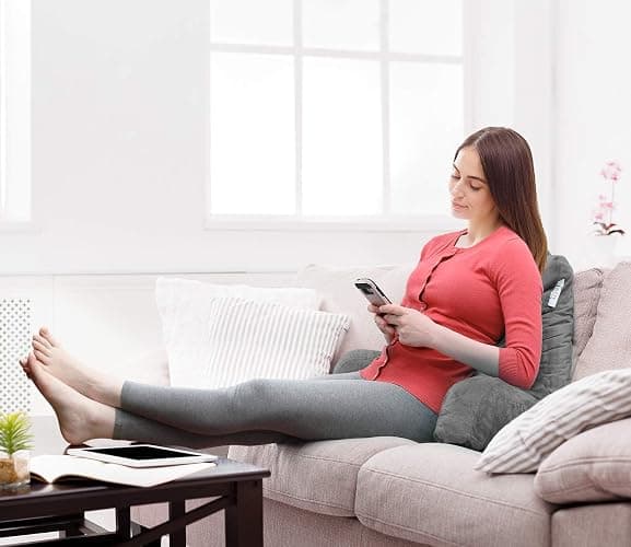Nestl Reading Pillow Standard Bed Pillow, Back Pillow for Sitting in Bed Shredded Memory Foam Chair Pillow, Reading & Bed Rest Pillows Grey Back Pillow for Bed, Bed Chair Arm Pillow with Pockets - Standard - 07 - Dark Grey thumbnail 6