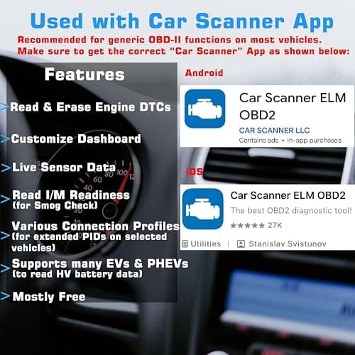 Veepeak OBDCheck BLE Bluetooth OBD II Scanner for iOS & Android, Car Wireless Check Engine Light Code Reader Diagnostic Tool thumbnail 2
