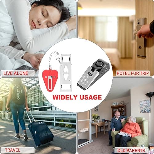 MBBEST Portable Door Lock & Door Stop Alarm,Dual Protection Security Door Kit,Door ​Security Devices Pocket Door Stopper Self Defensey Tools for Hotel Travel Home Apartment House thumbnail 5