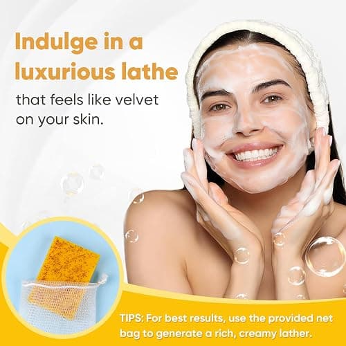 Treeroot 5 Pack Turmeric Soap for Dark Spots, 80g Kojic Acid and Turmeric Soap Bar, Face Even Skin Tone, Natural Potent Moisturizing Ingredient, Contains Vitamin C, Shea Butter, Lemon Oil, Retinol thumbnail 6