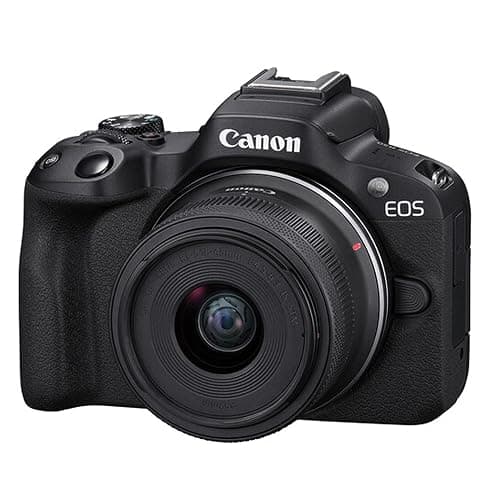Canon EOS R50 24.2MP APS-C CMOS Sensor Mirrorless Camera with 18-45mm Lens, 128GB Extreme Speed Memory, Video Light, Microphone, Grip, Filters, Lenses, Case, Software, More, Black (Renewed) thumbnail 2