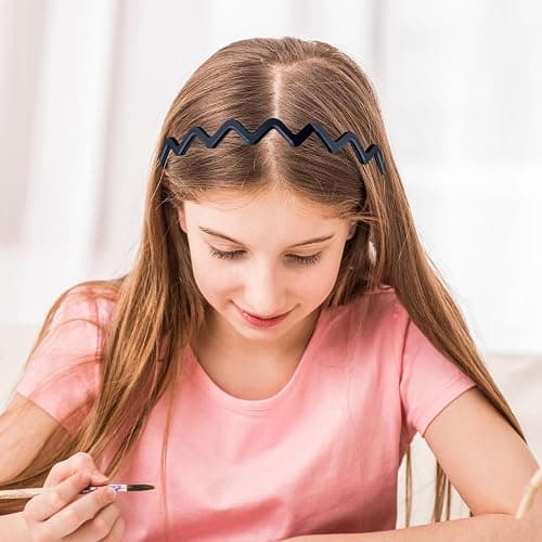 LZEDIRA 2PCS Unisex Adult Men Women Girls Plastic Wavy Tooth Headband, Black, Brown thumbnail 8