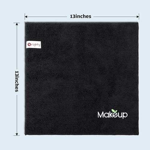 Orighty Microfiber Makeup Remover Cloths, 13 x 13 Inch, 6 Pack | Super Soft, Quick Dry Black Face Towels for Cleansing thumbnail 5