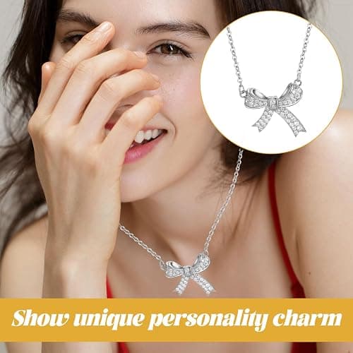 Watlikeup Women's & Girls' 2 Pcs Gold & Silver Butterfly Bow Necklace, Casual Elegant Sterling Silver Bow Necklace, Alloy, Stainless Steel, 24 inches, NECKLACE thumbnail 5