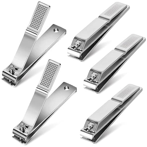 AVERZELLA 5-Pack Large Toenail Clippers Straight Edge, 3.15 inch Long Handled Non-Slip Toenail Clippers for Seniors Adults, Stainless Steel Big Toe Nail Clippers Bulk Set for Men Women (Silver) - Image 1