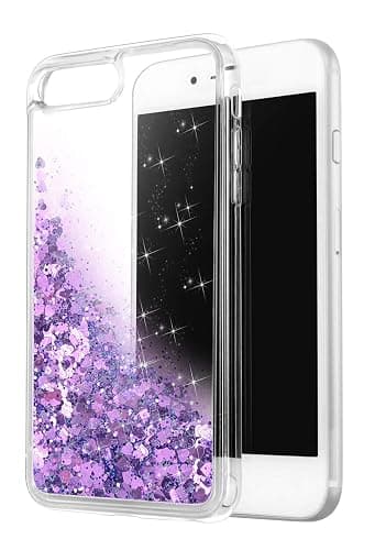 WORLDMOM Compatible with iPhone SE 2022 Case,for iPhone SE 2020 Case,Bling Moving Liquid Floating Sparkle Colorful Glitter Waterfall Clear TPU Protective Case for iPhone 7/8/ se2/ Se3, Purple - Purple 2 thumbnail 5