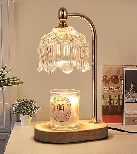 MEIXISUE Candle Warmer Lamp with Timer and Dimmer,Electric Gold Light Gifts for Women Melt Wax Warmer Lamp with 2 Bulbs for Candle Jars House Warming New Home Decor Bedroom - Gold ‎flower - Image 1
