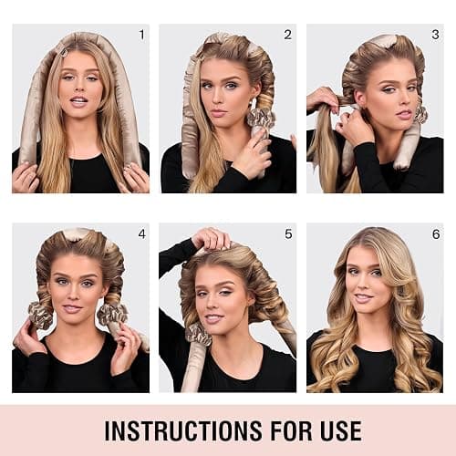 BLINKEEN Jumbo Heatless Hair Curler Set-Satin Heatless Curls Overnight, Jumbo Curling Rod Headband, No Heat Curlers To Sleep in (Burgundy) thumbnail 4