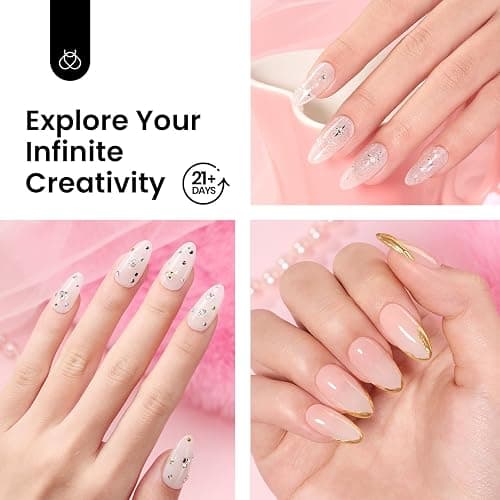 Beetles Pink Nude Dip Powder Nail Kit, 20 Colors Neutral Jelly Pink Sheer Glitter White Dip Nails Powder Starter Kit, Jelly Effect French Nail Art Starter Manicure Salon DIY Home Gift for Women thumbnail 4