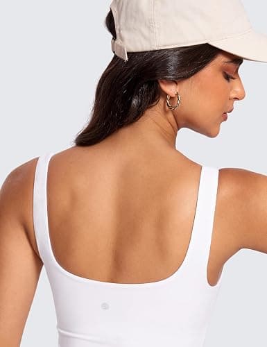 CRZ YOGA Butterluxe U Neck Tank Tops for Women - Padded Athletic Workout Camisole Crop Tops with Built in Bra thumbnail 4