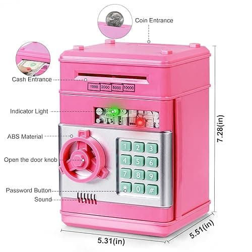 Refasy Piggy Bank Cash Coin Can ATM Bank Electronic Coin Money Bank for Kids Age 3-12, Money Savings Box Mini ATM Coin Bank Toys Gifts for 3 4 5 6 7 8 9 10 11 12 Year Old Boys Girls thumbnail 4