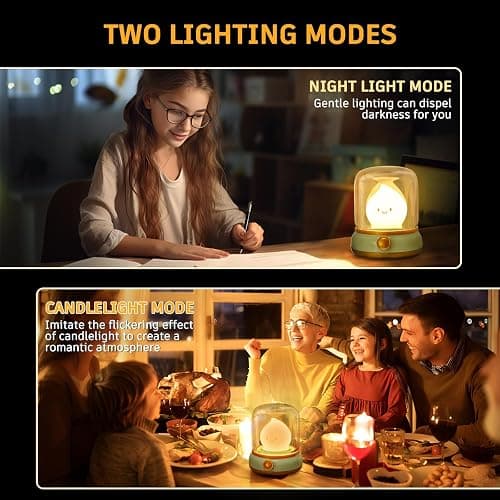 Ghost Campfire Night Light, Small Cute Desk Lamp, Dimmable Cordless Bedside Table Lamp, 2 Modes Rechargebale Battery Oprated Warm Night Light for Bedroom/Kids/Baby Nursery, Vintage Ambient Lighting thumbnail 3