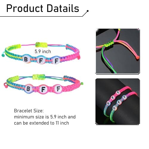 CaleesLLC Best Friend Bracelets Handmade Braided Rope Adjustable Friendship Bracelets Mutual Attraction Long Distance Inspirational Gift for Girls Couples Graduation Day Christmas Day thumbnail 2