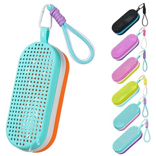 MSNATURALLY Swim Goggle Case For Swimming Goggles, Silicone Protective Cases with Drain Hole for Goggles - Blue and Orange - Image 1
