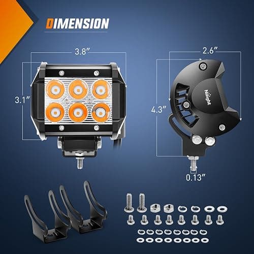 Nilight 4 Inch LED Light Pods Amber Spot Beam Driving Fog Lights 2PCS 18W Off Road Work Lighting for Truck ATV UTV RV Pick-up Van Boat Tractor thumbnail 3