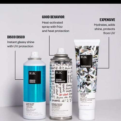 IGK Disco Disco Clear Gloss Hair Shine Spray, UV Protection, 5.3 Oz | Weightless Glassy Shine, Soft Non-Greasy Finish, Anti-Frizz Finishing Spray, Vegan + Cruelty-Free thumbnail 8