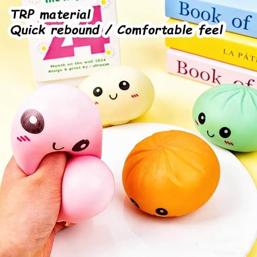 2 Pcs Dumpling Squishy, Mystery Squishy Dumpling Box, Fidget Toys Adults & Teens, Stocking Stuffers, Sensory Stress Ball Squeeze Toys for Stress Relief (greenpurple) thumbnail 4