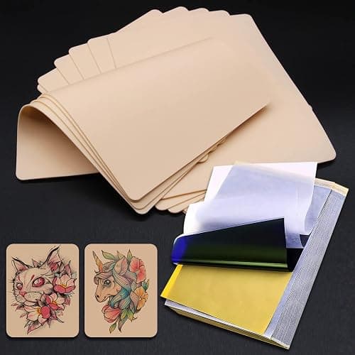 Autdor Tattoo Practice Skins with Transfer Paper - Autdor 40Pcs Fake Skin and Tracing Paper Kit Includes 30Pcs Tattoo Paper and 10Pcs Double Sided Practice Skin - Image 1