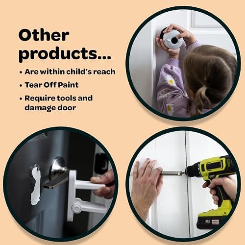 Huglock - The Snap-On Door Lock Kids Can't Reach or Defeat - No Tools or Adhesives Required - Works With Door Knob, Lever or Handle - Childproof Safety Locks are Toddler, Baby and Child Proof (1 Pack) thumbnail 8