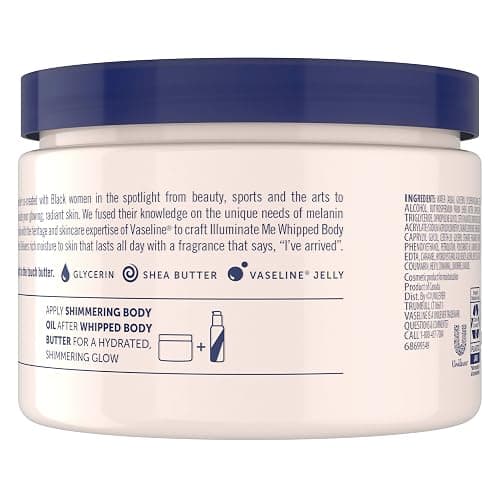 Vaseline Illuminate Me Shea Butter Whipped Body Butter for Melanin Rich Skin Provides 24 Hour Moisturization for Dry Skin 325mL thumbnail 3