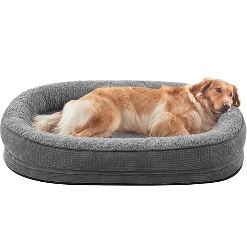JOEJOY Orthopedic Dog Beds Large Sized Dog, XL Egg-Crate Memory Foam Pet Couch Bed with Bolster Sides, Waterproof Lining, Removable Washable Cover & Non-Slip Bottom, Grey - Image 1