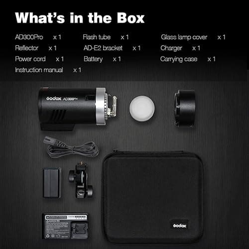 Godox AD300 Pro AD300Pro Outdoor Flash Strobe, Portable 300Ws 2.4G TTL 1/8000 HSS Monolight, 0.01-1.5s Recycle, 320 Full Power Flashes, 12W Modeling Lamp, GODOX AD 300 Pro with Rechargeable Battery thumbnail 6