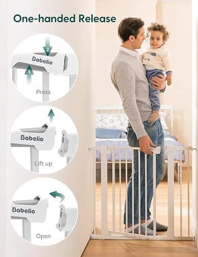 Babelio Baby Gate for Doorways and Stairs, 26"-40" Auto Close Dog Gate, PressGuard C5, Easy Install Pressure Mounted Gate, fits for Narrow and Wide Doorways, Safety Gate Door for Child and Pets thumbnail 6