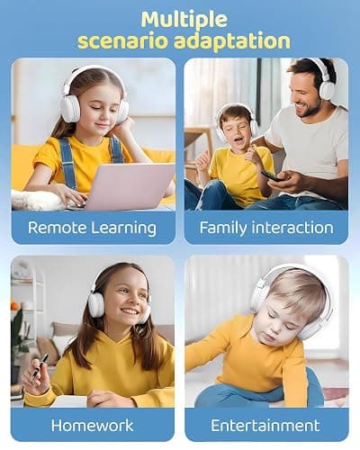 awatrue Kids Headphones Wireless, 50H Playtime, Safe Volume 85/94dBA, Foldable & Stereo Sound, Bluetooth 5.4 Over Ear Kids Bluetooth Headphones for Girls/Boys/Teens/School, White thumbnail 4