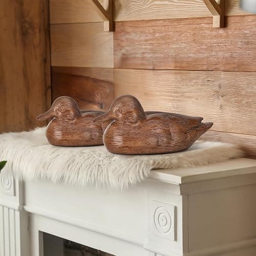Soaoo 2 Packs Duck Home Decor Statues Rustic Vintage Resin Animal Figurines Countryside Farmhouse Decor for Desktop Living Room Nursery Shelf Indoor Decorative Accents thumbnail 4
