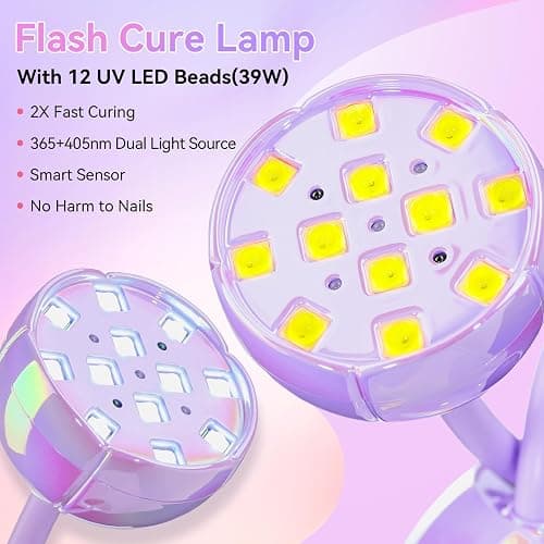 Makartt UV LED Nail Lamp - Gooseneck UV Light for Gel Nails USB 39W Cordless Flash Cure Lamp with 4 Times & Auto Sensor Nail Dryer Fast Curing Nail Art Design for Salon Home DIY (Glazed Purple) thumbnail 3