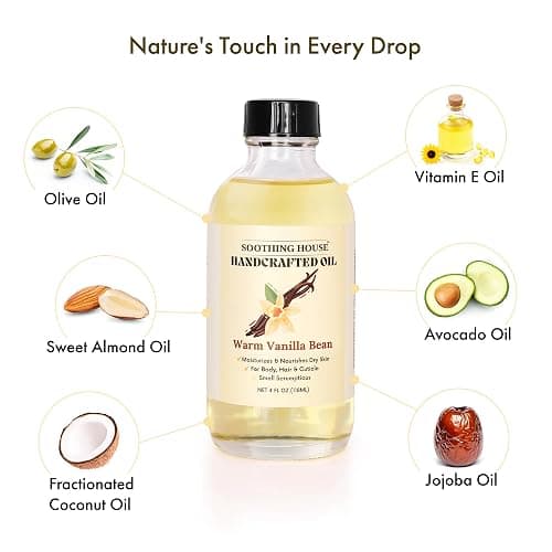 Soothing House Warm Vanilla Bean Body Oil - Moisturizing Body Oil for Soft, Glowing Skin with Almond & Jojoba Oil (4 fl oz) thumbnail 7