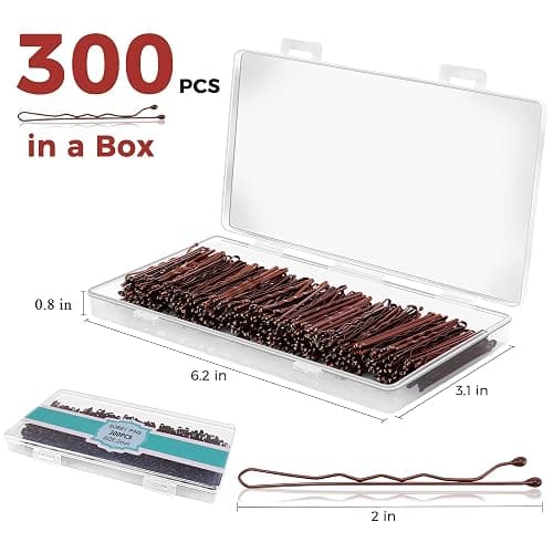 300 Pcs Bobby Pins Brown, EWAGOA Hair Pins for Women Girls and Kids, Invisible curled Hair clips with Storage box, Pain-Free Hairpins（2 Inch Brown） thumbnail 3