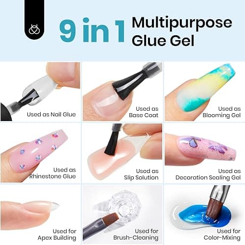 Beetles Gel Nail Kit Amond Shape - 504Pcs Gel Nail Kit Easy Nail Extension Set Etch X Nail Tips Short Medium Almond Half Matte Nail Tips 9 in 1 Nail Glue Uv Led Nail Gift for Women thumbnail 6