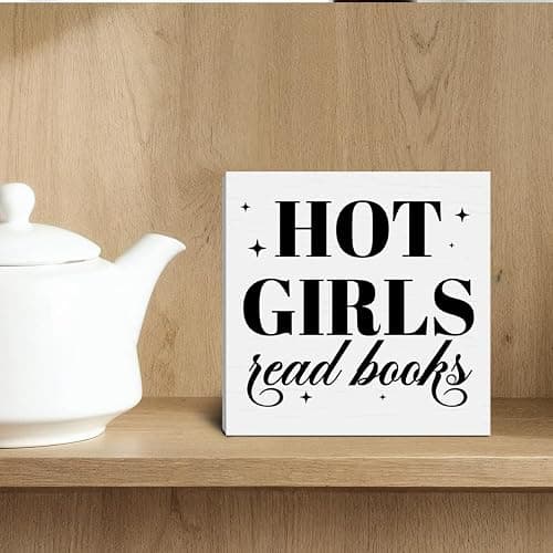 Book Lover Nerd Bookworm Reader Bookish Wooden Box Sign Decor for Home Room Office Bookshelf Desk Decorations, Reader Book Nerd Lover Bookworm Bookish Gifts for Librarian Women, Hot Girls thumbnail 2