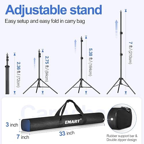 EMART Backdrop Stand 10x7ft(WxH) Photo Studio Adjustable Background Stand Support kit with 2 Crossbars, 8 Clamps, 2 Sandbags and Carry Bag for Parties, Events Decoration, Wedding, Photography thumbnail 3