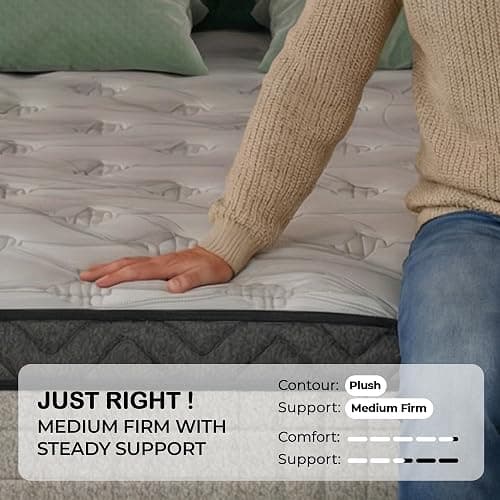 Sleepnexis 10 Inch Queen Hybrid Memory Foam Mattress in a Box – Cooling Gel, Medium Firm, Fiberglass Free, Back Pain Relief, Pocket Coils, Motion Isolation, CertiPUR-US Certified Queen Mattress thumbnail 2
