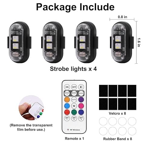 4PCS Wireless LED Strobe Lights with Remote Control, 8 Colors USB Charing Waterproof Anti-Collision Led Emergency Warning Lights for Car Motorcycle Drone Aircraft Bike thumbnail 8