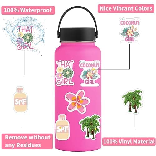 WQOWEHI 64 Pack Coconut Girl Stickers Vinyl Beach Stickers for Water Bottles, Laptops, Scrapbooks, Skateboards, Suitcases Girl Decals for Adults, Teens, Kids Christmas Halloween Birthday Gifts thumbnail 4
