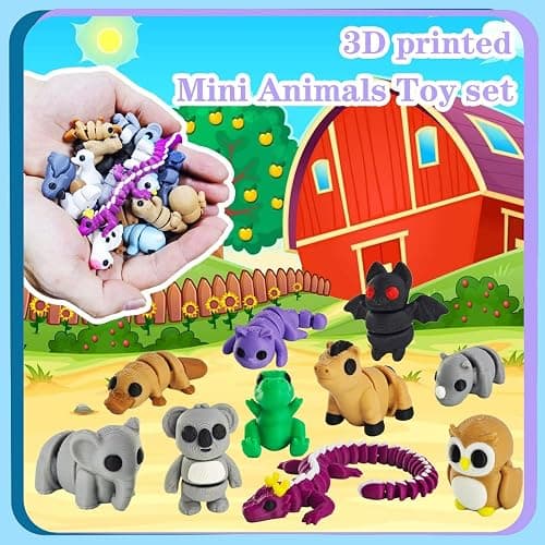NEXT STOP M Easter Basket Stuffers, 22 Pcs Mini 3D Printed Animal Figurines Set,Articulated, Flexible, and Exquisitely Cute Fidget Toys for Play and Display, Fillers of Easter Egg - Animal Z thumbnail 4