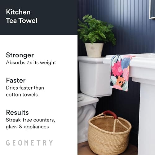 GEOMETRY Kitchen Tea Towels - Quick Dry Microfiber Dish Towels for Kitchen Roses for You, 18" x 30" 2 Pack thumbnail 3