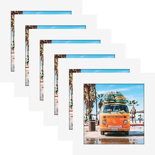 4x4 White Picture Frames Square Classic Natural Wood 6 Pack for Wall Mounting and Tabletop Display - Image 1