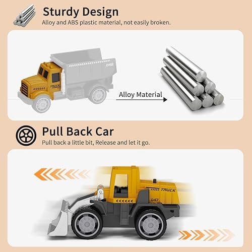 HONGTUO Play Construction Sand Kit, 2.2lbs Magic Sand, Inflatable Sandbox | 8 Alloy Construction Vehicles, 8 Worker Figures, Road Signs, 6 Castle Molds, Storage Box, Sensory Toys, Gift for Kids Ages 3+ thumbnail 6