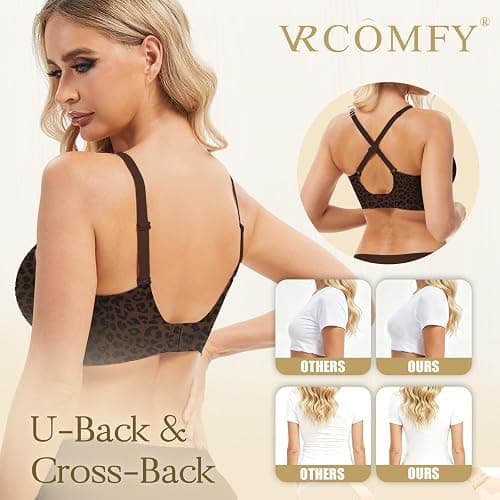 Jelly Wireless Bra Deep V Push Up Seamless T-Shirt Comfortable Plunge No Underwire Bras with Adjustable Straps Everyday Bras thumbnail 4