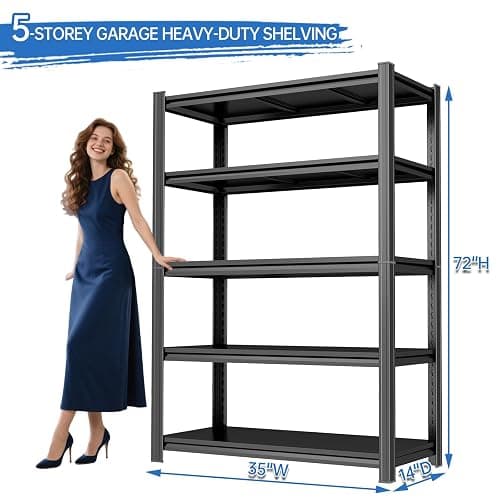 Garage Shelving Metal Storage Shelves 5-Tier Adjustable Metal Shelving Units 3500LBS Garage Storage Shelves Heavy Duty for Industrial, Warehouse, Basement thumbnail 2