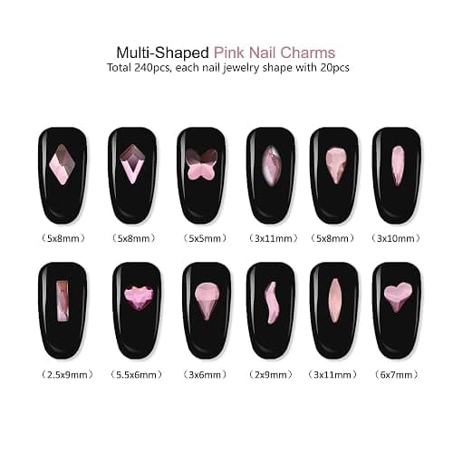 Flatback Crystals Pink Rhinestones for Nails, Flatback Pink Gems for Bedazzling, Nail Charms, DIY Crafts, 3/4/5/6mm Light Pink Rhinestones with Rhinestone Glue Dotting Pen thumbnail 5