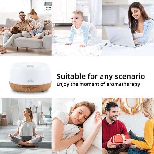 SEEDSEEL 300ML Essential Oil Diffuser with 7-Color LED Lights and Remote Control, Modern Minimalist Design, High-Efficiency Ultrasonic Mist Aromatherapy Diffuser for Home thumbnail 4